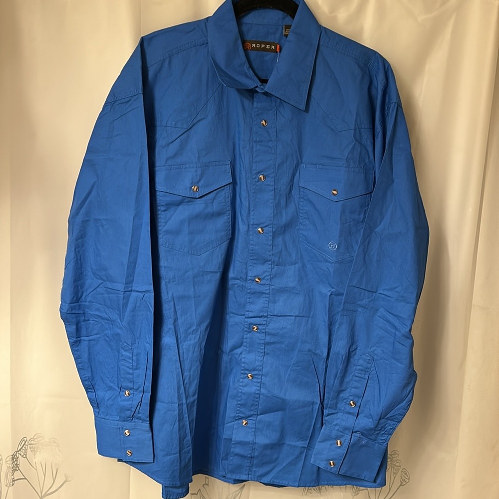 Roper Men’s‎ blue cotton snap closure shirt. Xl - Picture 2 of 6